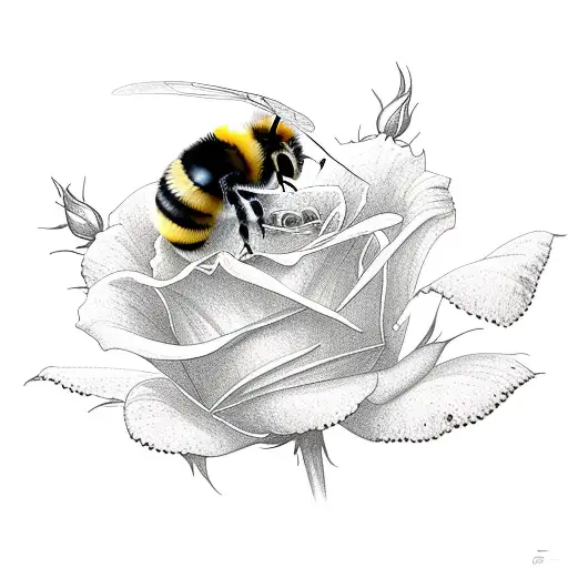 Bumble Bee On Rose