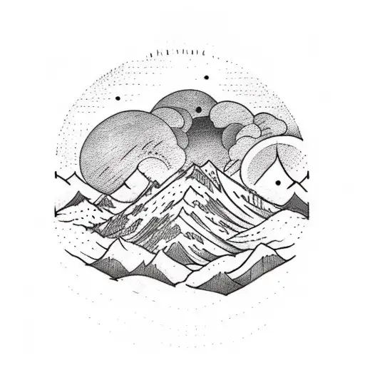 Couple Tattoos Of Mountain Sunny Day And Starry Night Scene