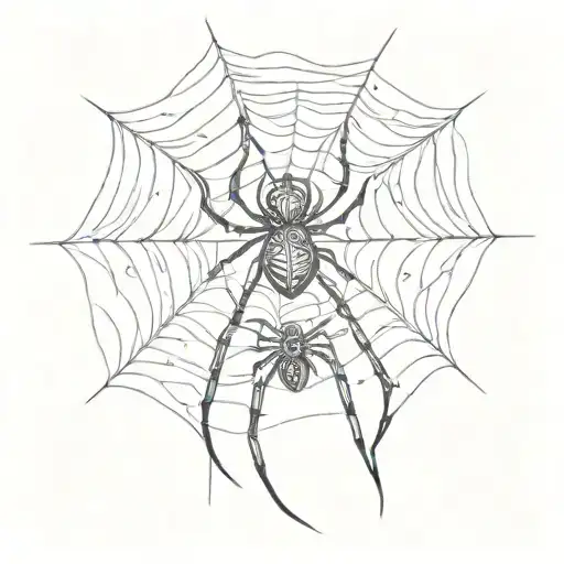 A Sketch Of A Spider Weaving A Web With Psychedelic Patterns