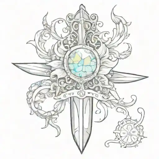 Dagger And Delicate Lace Around It With An Opal Stone On The Hilt
