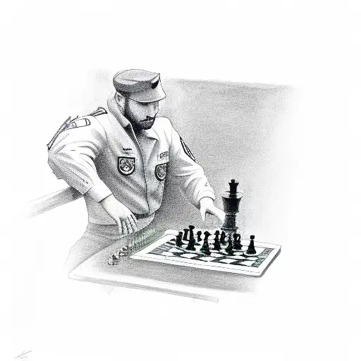 A Delta Force Soldier Strategizing A Chess Game