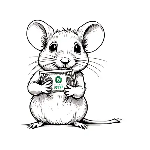Cute Rat Holding Money