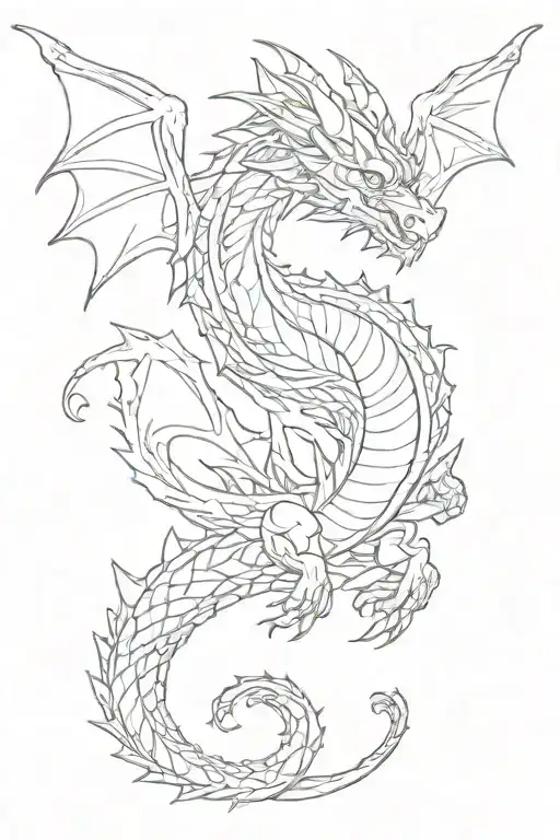 Dragon Minimal Line Art