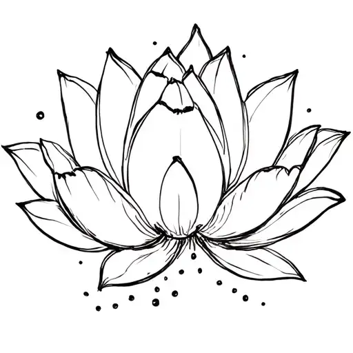Lotus Flower With Dots In A Line