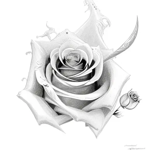 Dagger With Rose Around It