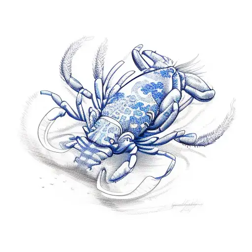 Blue Floral Pattern In Lobster