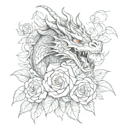 Dragon With Roses