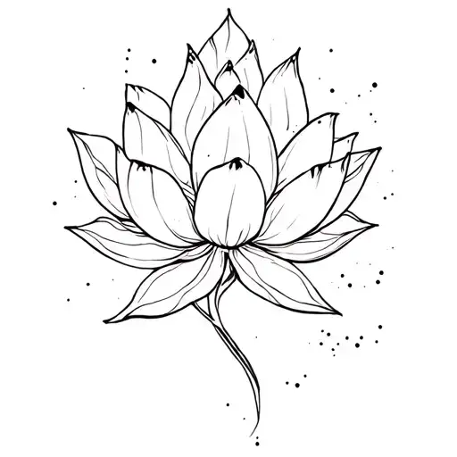 Lotus Flower With Dots In A Line