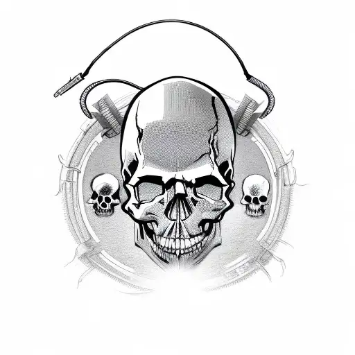 Skull Holding Wrench And Wire With 380 Volt Plug