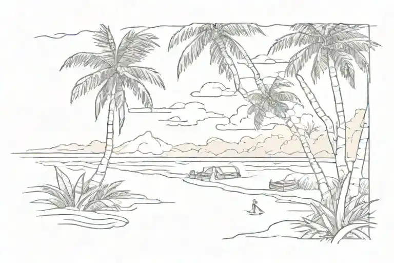A 2-Inch By 8-Inch Caribbean Beach Scene