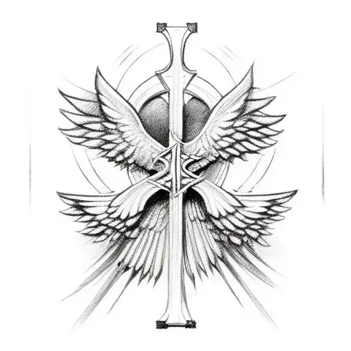 Catholic Cross With Wings