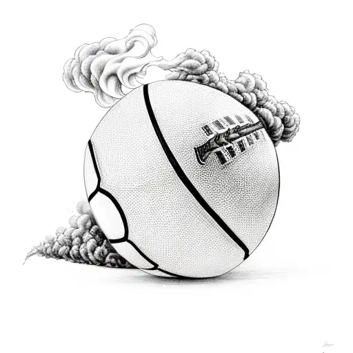 A Smoke Cloud Shaped Like A Football And Basketball