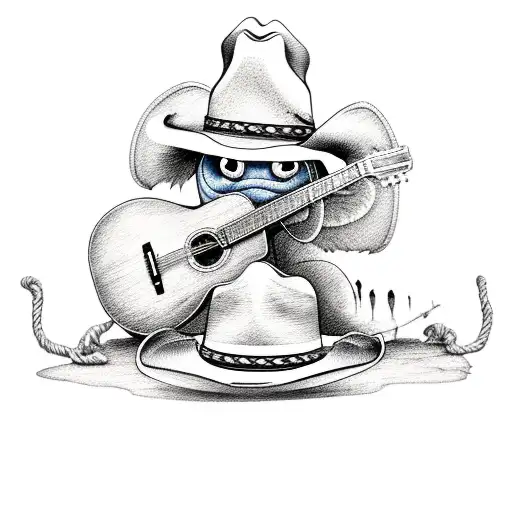 Stitch With Guitar And Kenny Chesney Cowboy Hat