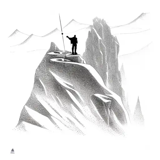 A Hiker Standing On A Mountain Peak With A Formula One Car Racing In The Background