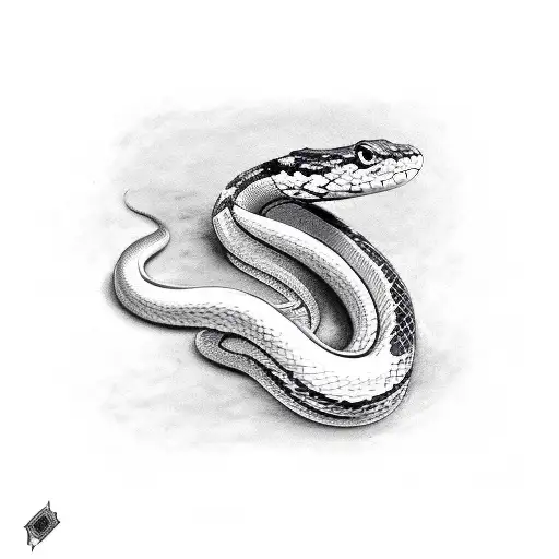 Snake Biting Own Tail Looking Surprised Ignorant Style