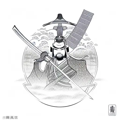 Katana With Samurai Japan Logo