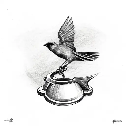 Singing Bird Perched On A Horseshoe