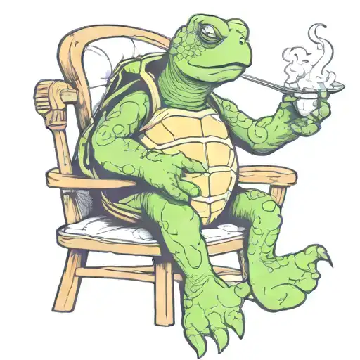 Turtle Smokin Sitting In A Chair