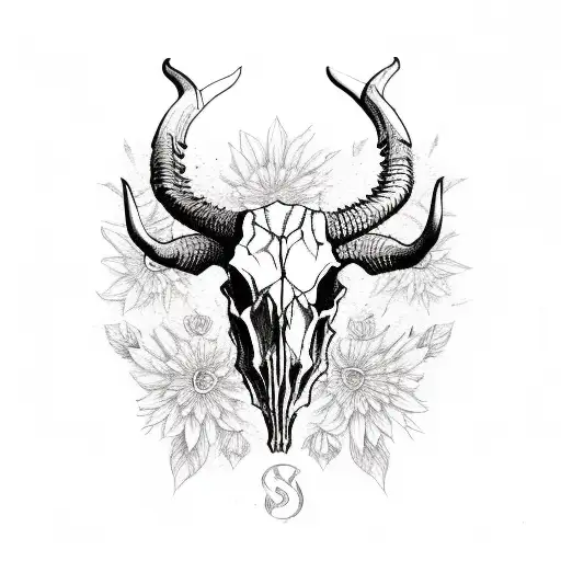 Longhorn Skull With Flowers