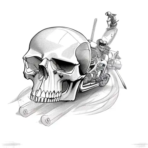 Motorbike With Skull Rider