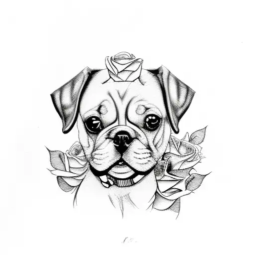 My Dog With Roses For My Hand