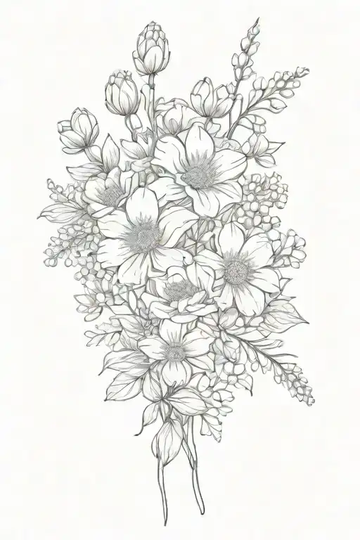 Vertical August Birth Flowers With Baby's Breath Flowers