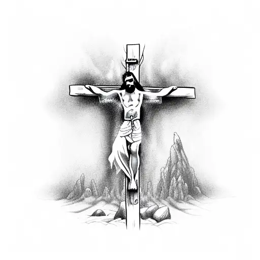 Jesus On A Cross In Tribal Style