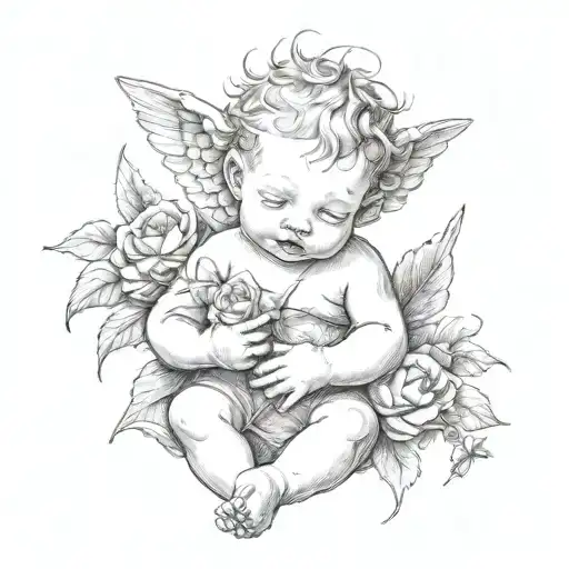 Cherub Baby With Thorns Wrapped
