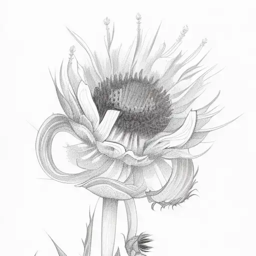 A Beautiful Thistle Surrounded By California Poppies And Sunflowers