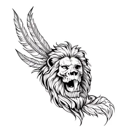 A Lion With Feathers And A Skull