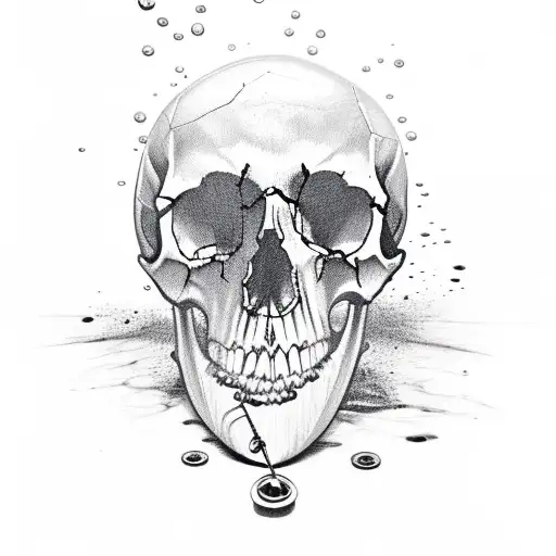 Skull With Bullet Hole And Water
