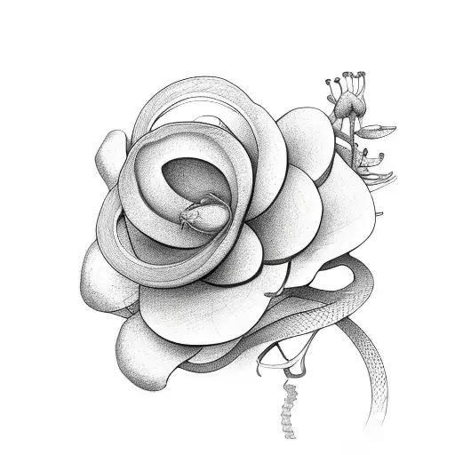 Snake Going Through Habiscus Flowers