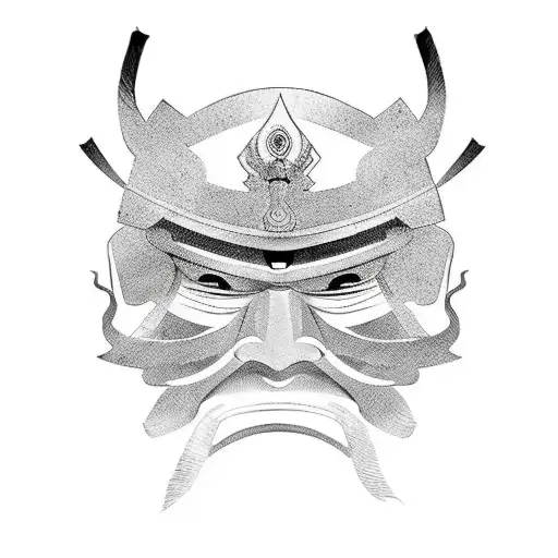 Samurai Mask Outline