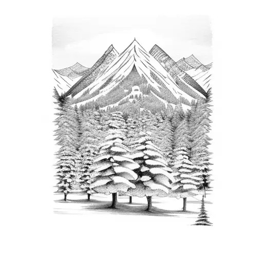 Mountain Backdrop With Trees