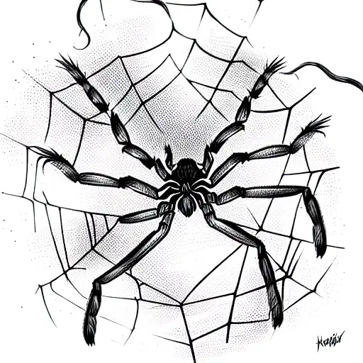 Tribal Spider Surrounded By Vines