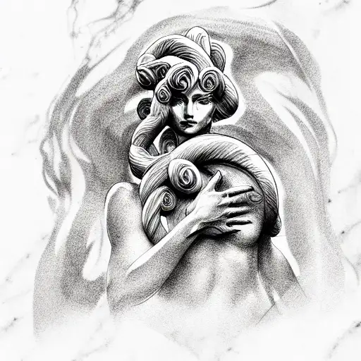 Marble Medusa Statue Portrait Hand