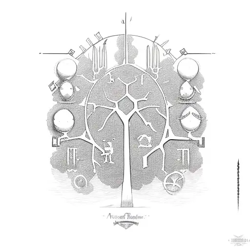 A Family Tree With Each Member Represented By A Different Weapon