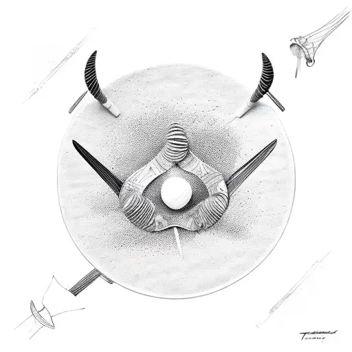 Abstract Table Tennis Paddle Made Of Interconnected Tamaraw Horns