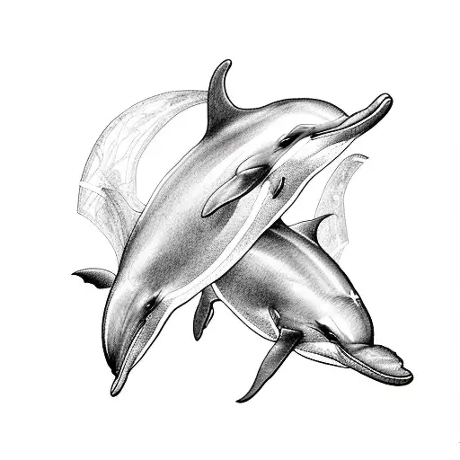 2 Dolphins Forming A Cancer Ribbion