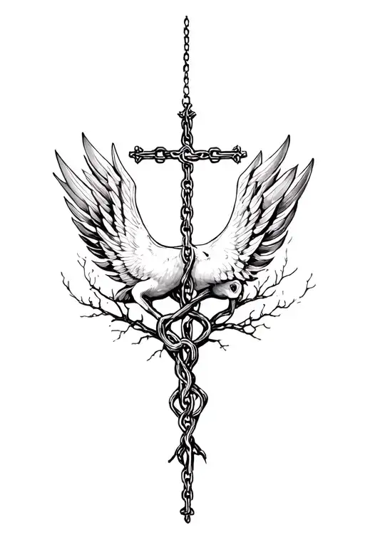 Dove Tree Of Life Intertwined Cross Chain Forming