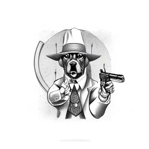 Mafia Dog With Gun