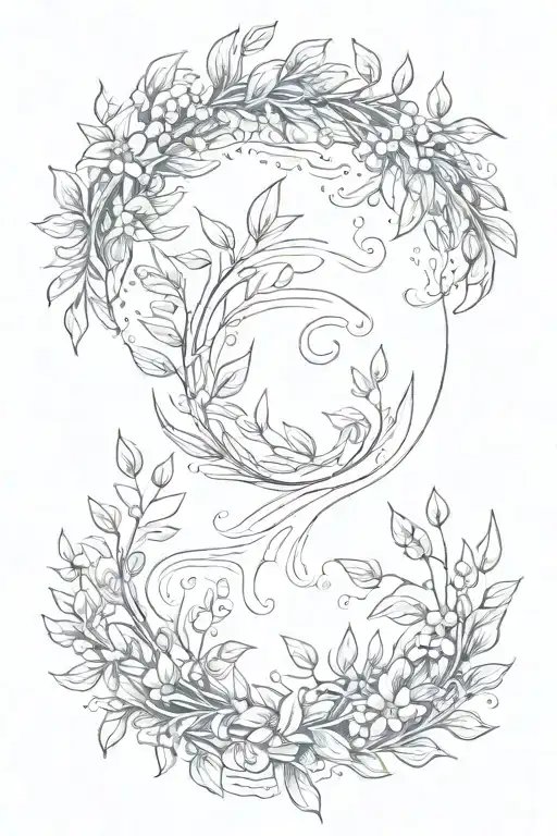 Meadow Land Laurel Wreath And Flowing Water