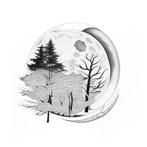 Half Sleeve Forrest With Moon