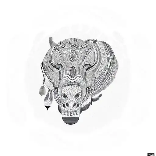 African Pattern Inside Indian Feathers