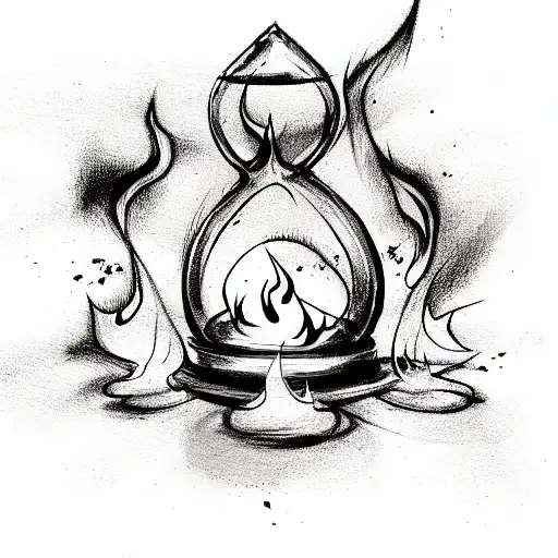 Hourglass With Flames