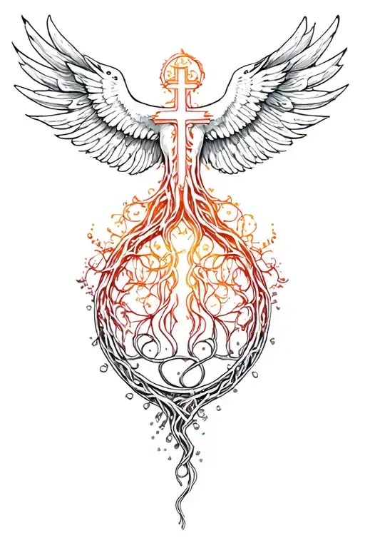 Dove Tree Of Life Cross Chain Fade