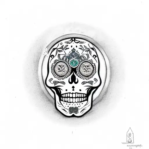 Sugar Skull With Third Eye On Forehead