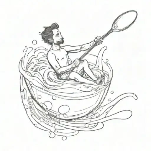 Person Floating In A Spoon Of Water Waves