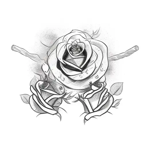 A Barbell With Roses And Money Intertwined Around It