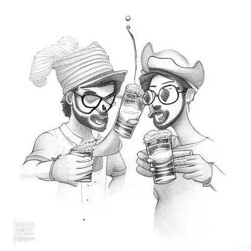 Friends Drinking A Beer